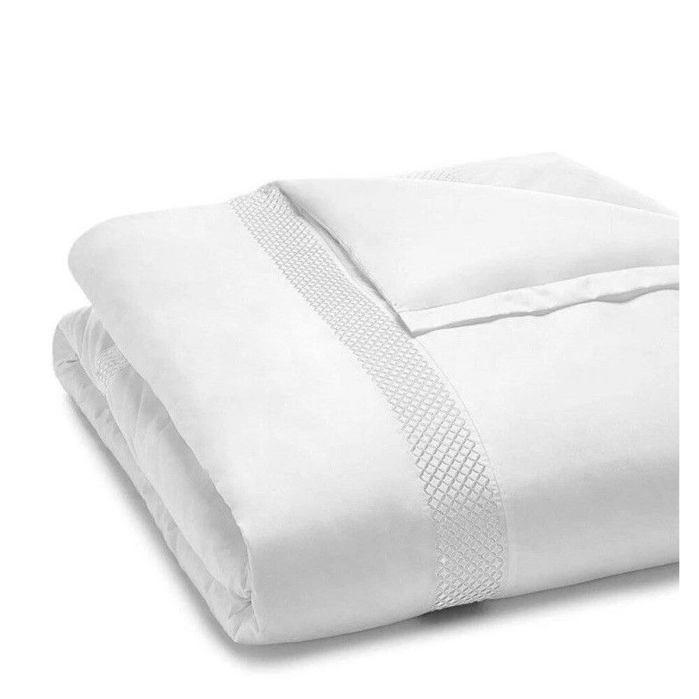 Hudson Park Collection King Embroidered Geo Pima Cotton White Duvet Cover